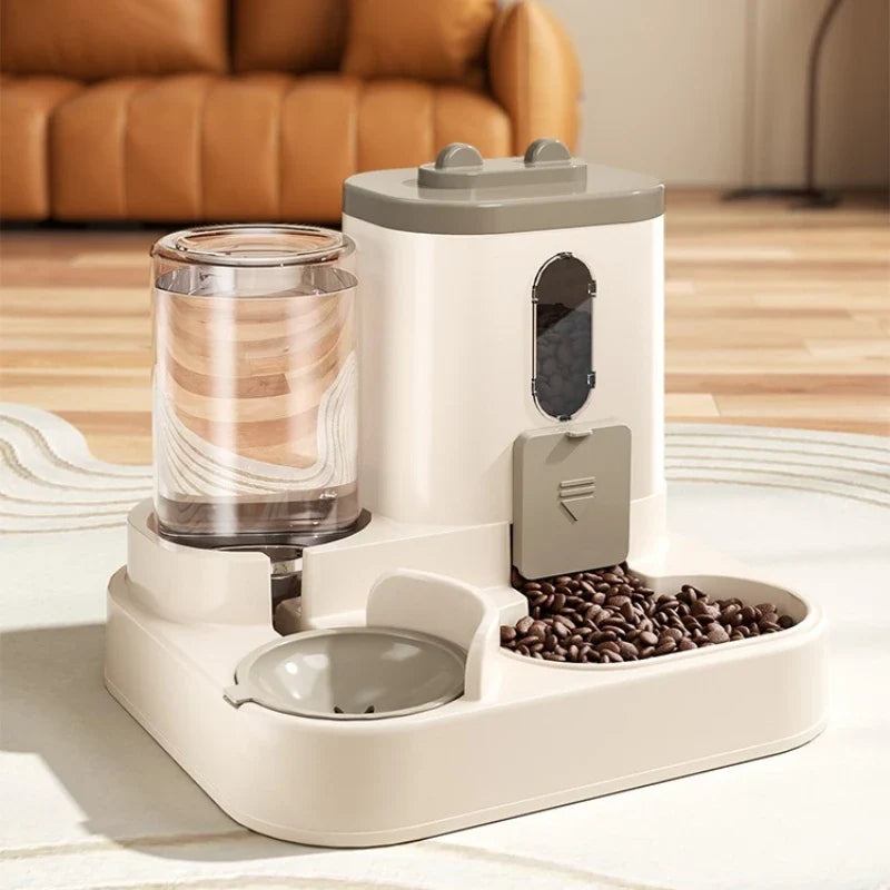 Automatic cat feeder and water fountain set