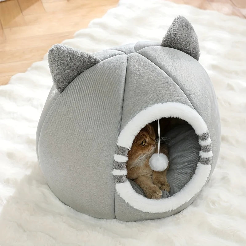 Cat Cave Bed with Soft Cushion – Enclosed Cat House