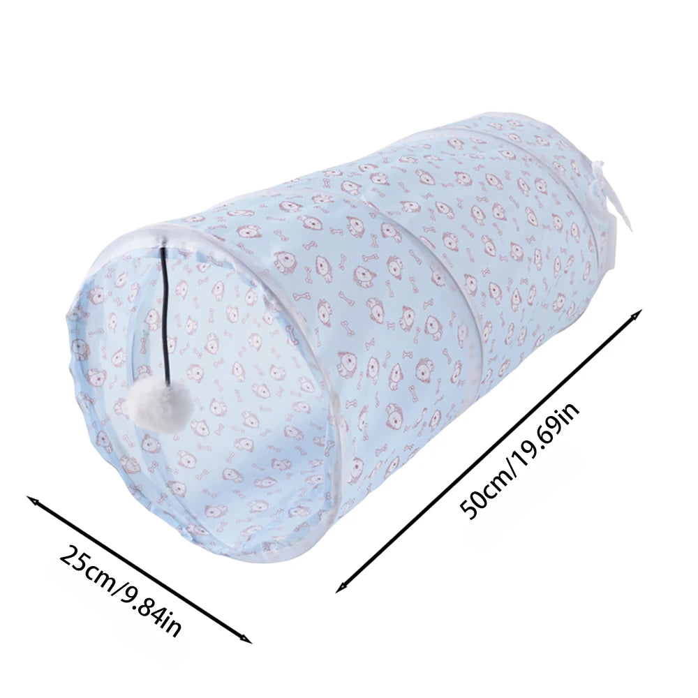 Foldable Cat Play Tunnel with Hanging Ball
