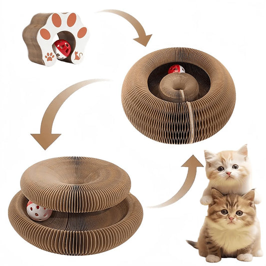 Foldable Accordion Cat Scratcher with Bell