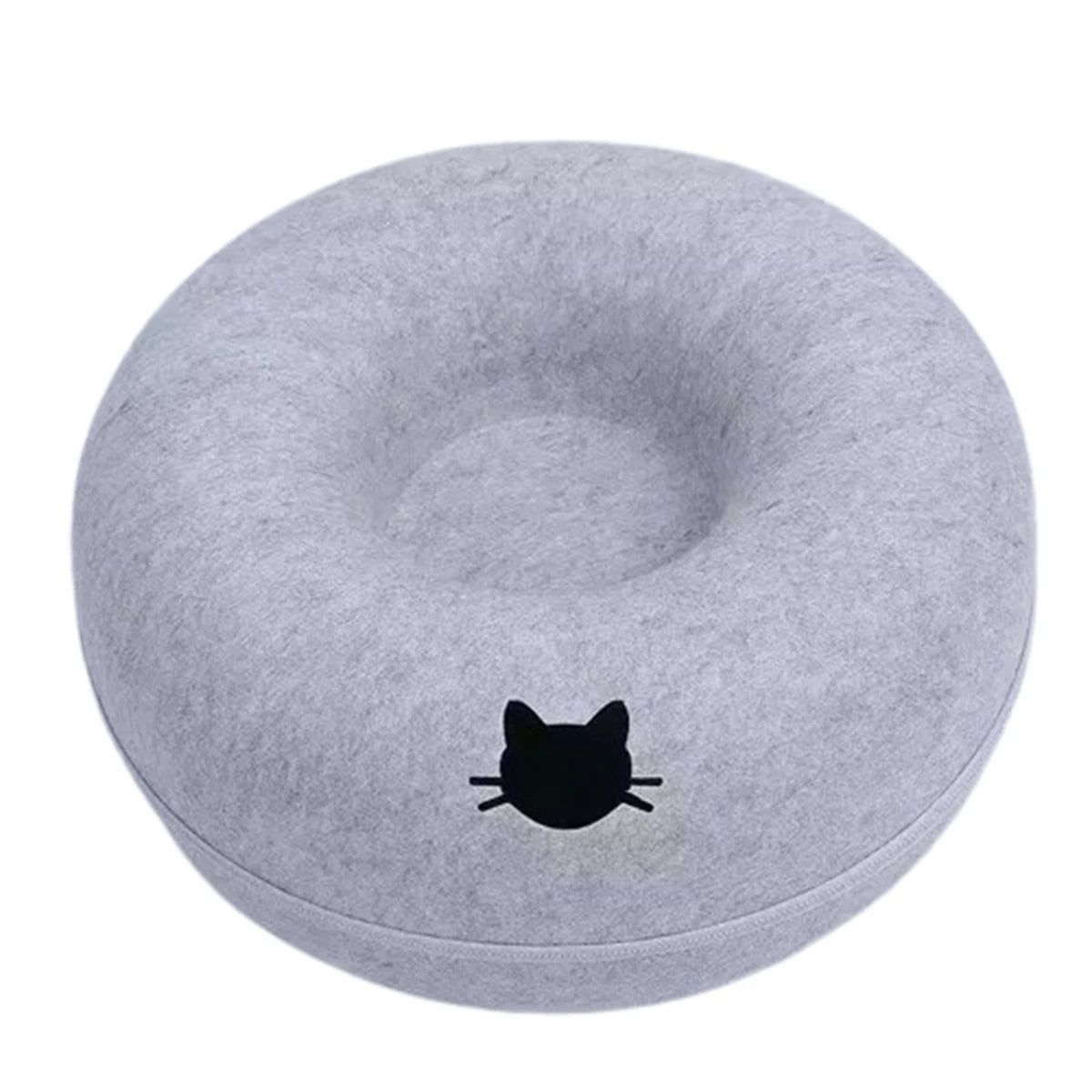 Felt Donut Cat Bed & Tunnel – 2-in-1 Zip-Apart Hideaway