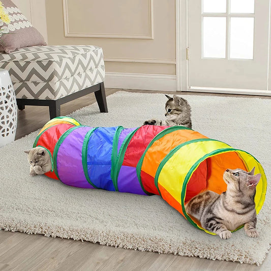 Foldable Cat Play Tunnel with Hanging Ball