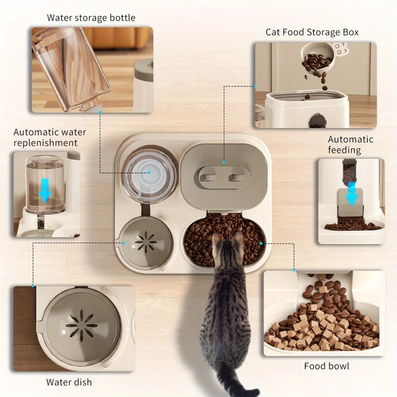 Automatic Cat Feeder & Water Fountain Bowl Set