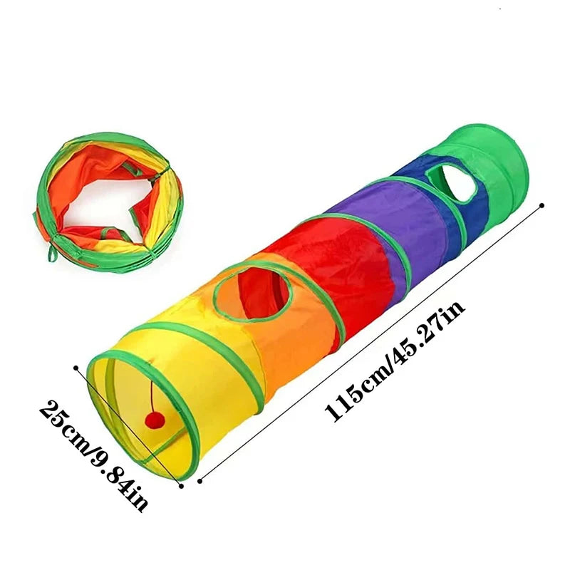 Foldable Cat Play Tunnel with Hanging Ball