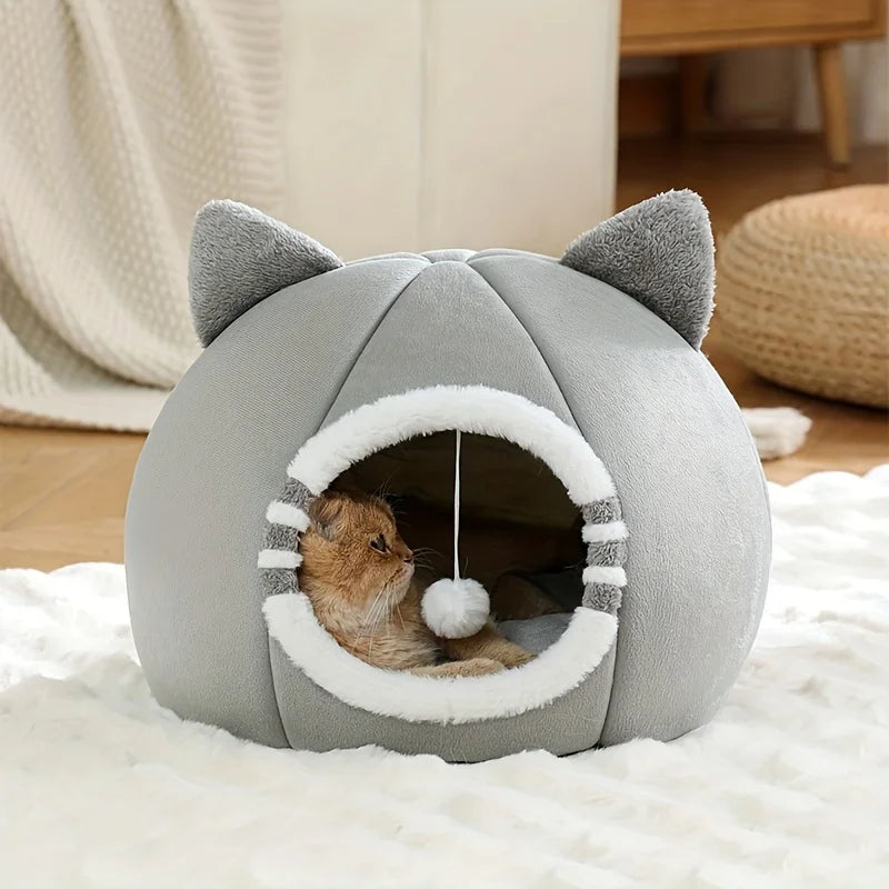 Cat Cave Bed with Soft Cushion – Enclosed Cat House