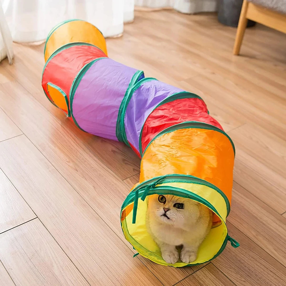 Foldable Cat Play Tunnel with Hanging Ball