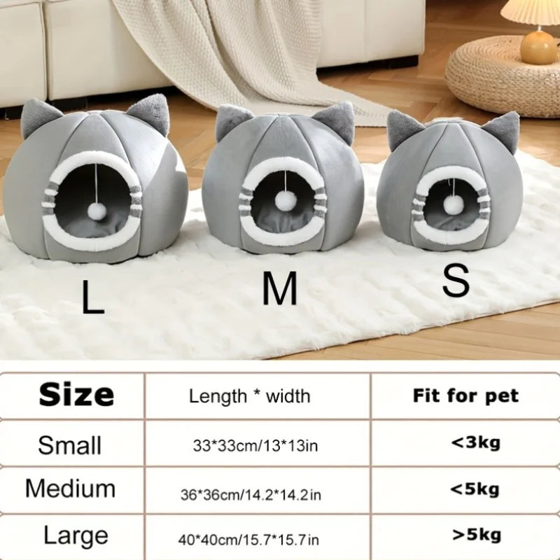 Cat Cave Bed with Soft Cushion – Enclosed Cat House
